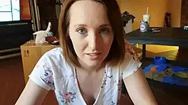 Amateur Brunette Sucks Big Dick Twice