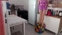 Hot maid in pajamas seduces boss. Risky rough sex, deepthroat, doggystyle while wife shops.