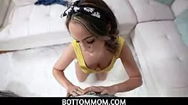 bottommom - busty brunette stepmom titfucks stepson