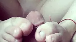 Footjob With Masturbation