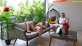 Shameless step-mom naked tanned and throatfucked by her horny stepson