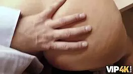 Young naive girl fucked on desk in loan office