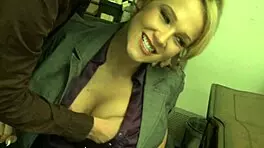 Stuff that blonde cougar's shaved pussy deep!