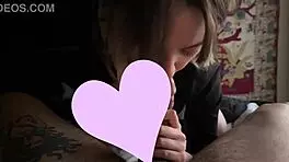 Sweet Goth Girl Deep Throats Huge Cock While Caressed