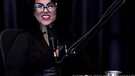 barbara sol chats with bia hot in podcast, showing off in sheer red lingerie and using toys