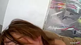 slim redhead teen stretches tight holes in mmf threesome with huge cocks 😈