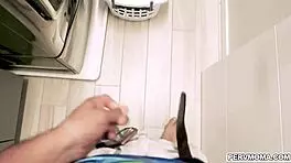 Hot milf ariella ferrera calms down by getting fucked while doing the laundry