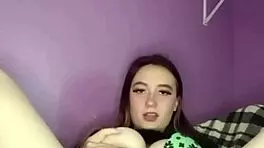 young amateur teen pulls panties, rubs puffy pussy