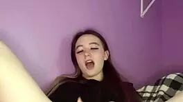 young amateur teen pulls panties, rubs puffy pussy