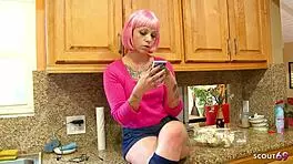 Oh yeah, that crazy pink-haired teen seduces her big black cock friend for wild interracial fucking!