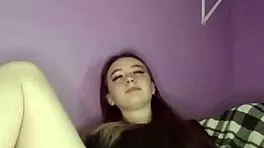 young amateur teen pulls panties, rubs puffy pussy