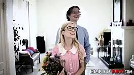 Petite Blonde Teen Receives Extreme Facial Cumshot