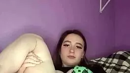 young amateur teen pulls panties, rubs puffy pussy