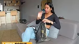 Busty 18yo latina hottie sucks big cock producer for booking in hardcore casting