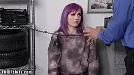 Pink Haired Emo Teen Thief Punished With Rough Fucking By Cop
