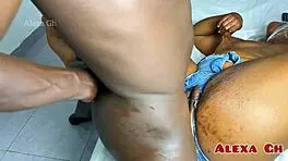 Big ass 18yo ebony creams during intense session