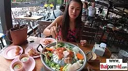 amateur thai young woman polly with big chest assisting her european boyfriend in an intimate setting