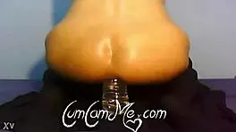 Big Ass Rides Water Bottle Anally 😈