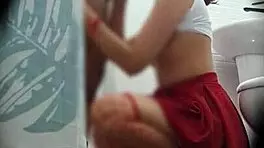 Cheating girlfriend's secret bathroom fuck after party