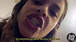 Young Latina in homemade video with subtitles