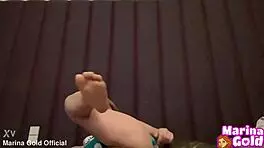 horny cheerleader fingers herself to orgasm