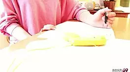 Petite Japanese girl caught masturbating and sucking dick