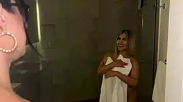 hot latina milf devours wet pussy in steamy bathroom lesbian fuck