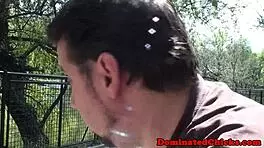 bounded teen 18+ deepthroats dom's cock in rough bdsm session 😈