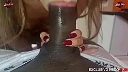 Skinny girl chokes on big black cock