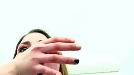 young blonde sucks and swallows cum in threesome deepthroat