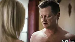 Dirty roleplay turns real with blonde threesome.