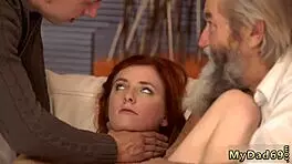 rough step daddy bosses daughter unexpectedly with older man