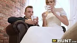 Beautiful bride fucks stranger while hubby cuckolds