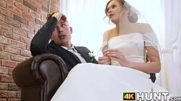 Beautiful bride fucks stranger while hubby cuckolds