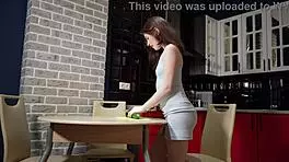 masturbating in parents kitchen