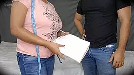 lady tailor touches my dick then i fucked her cum on her leg