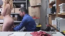 Teen in tight dress gets caught lifting at work.