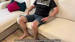 Stepson Brazenly Fucked Stepmom Stuck In Couch Russian Amateur With Conversations And English Subtitles