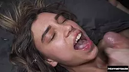 She Performs Rough Blowjob On Huge Cock, Deepthroating And Swallowing Cum