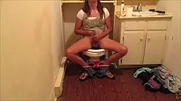 Shooting off a load of hot cum in my friend's bathroom, oh shit