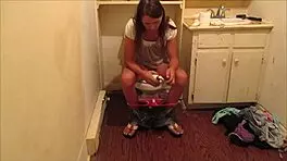 Shooting off a load of hot cum in my friend's bathroom, oh shit