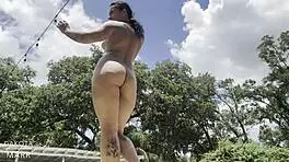 Risky Public Flashing Outside Outdoors Sweat Fetish Stretching Dakota Marr Girl Hairy Bush Pussy Tattoos Ddlg