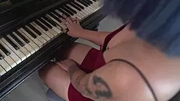 Submissive girl gets free piano lesson 🎹