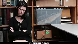 Pale hipster shoplifting teen sucks cock to avoid jail!