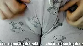 Camel toe pajama with huge tits and wet pussy 😍