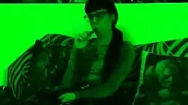 Beth kinky sexy goth domina smoking in green light