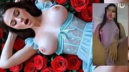 petite girl passionately masturbates with roses