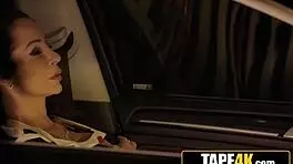 lucky dude catches glamorous mature neighbor masturbating in car, her wet pussy exposed.