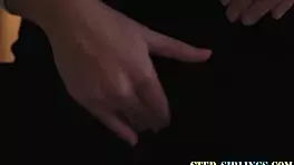 Teen brunette receives intense facial from big cock