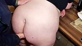 the fat ass of the secretary and the tiny dick close-up perspective